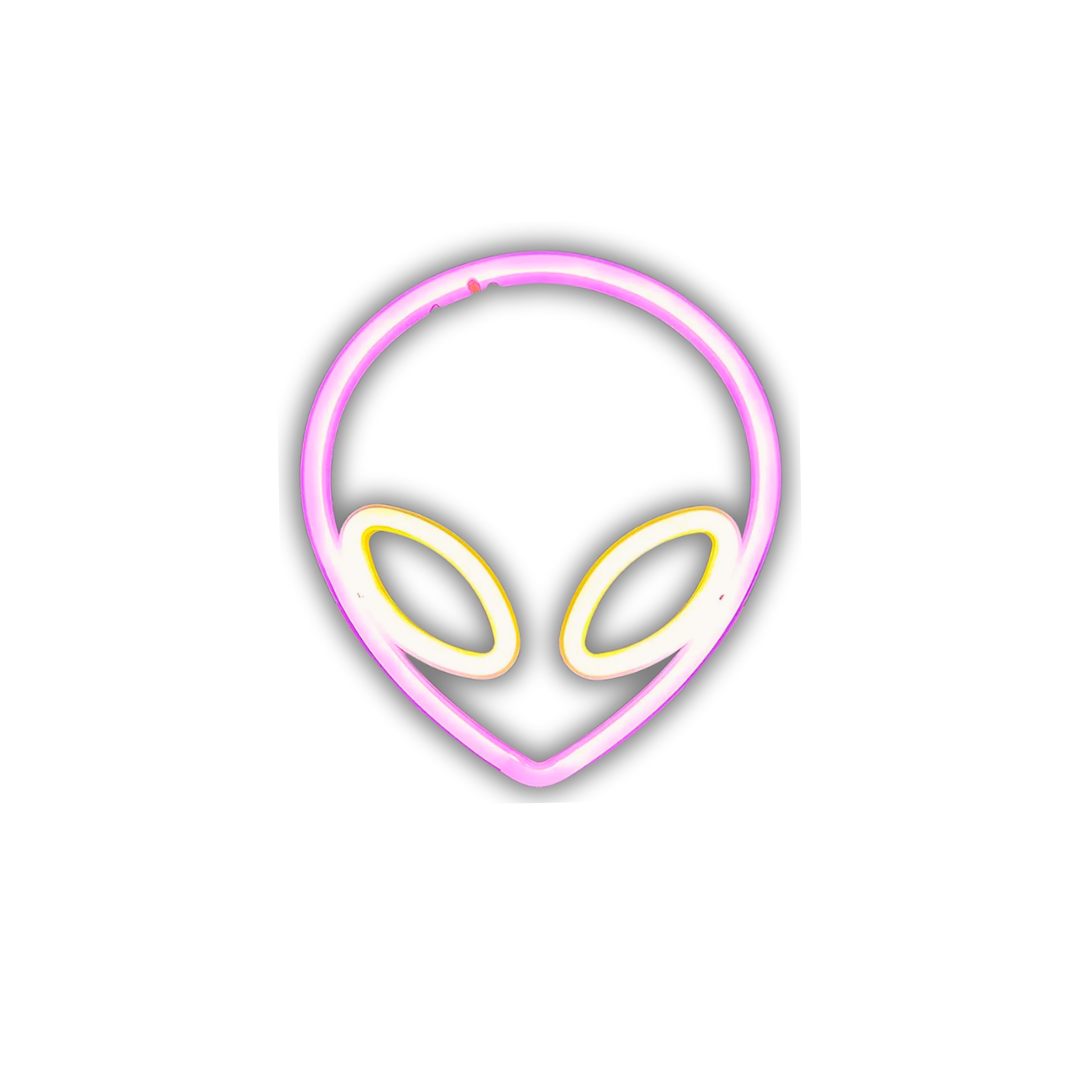 Luz neón LED con forma de alien en color rosado – estilo cute y cósmico / Pink alien-shaped neon light – cute and cosmic vibe for any room