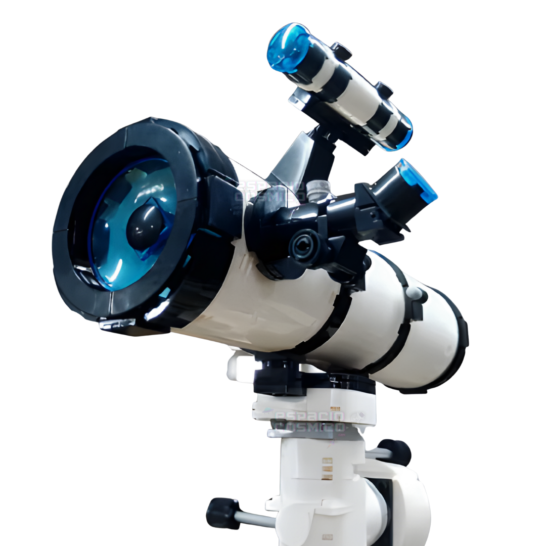 Close-up of the front lens of the astronomical telescope building blocks model