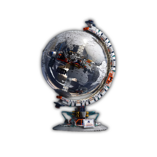 Set de mini bloques para construir la Estación Espacial Internacional y la Tierra en diseño futurista – juguete educativo para fans del espacio / Mini building block set to build the ISS and a futuristic Earth – STEM toy for space lovers