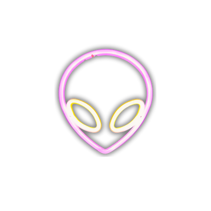 Luz neón LED con forma de alien en color rosado – estilo cute y cósmico / Pink alien-shaped neon light – cute and cosmic vibe for any room