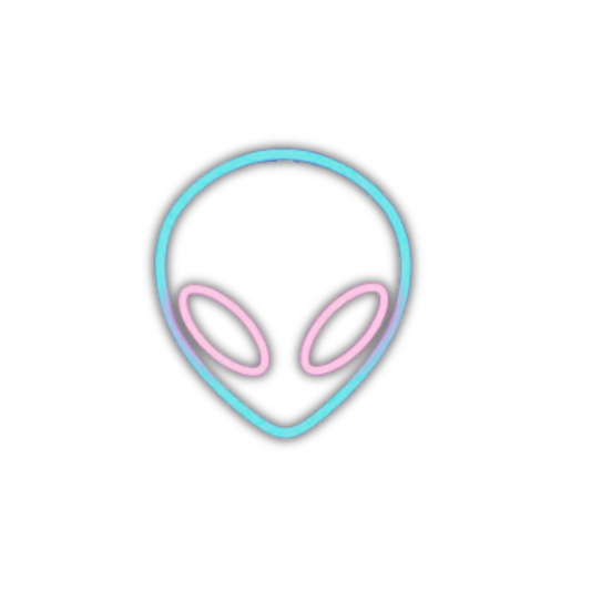 Luz LED neón con forma de cara alien – decoración cósmica para espacios únicos / Neon LED alien face light – cosmic room decor for fun and futuristic vibes