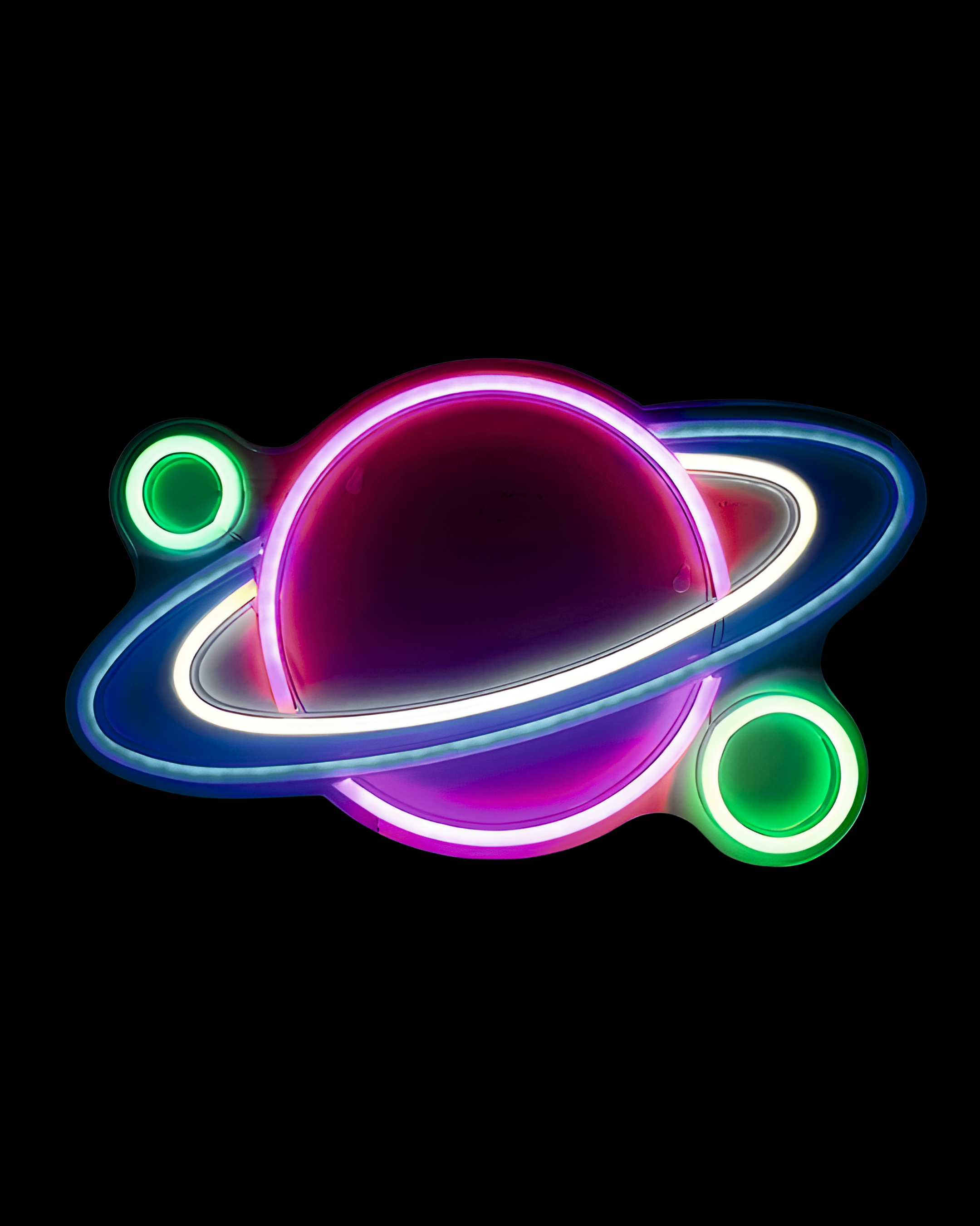 Glowing neon planet in a futuristic cosmic scene 