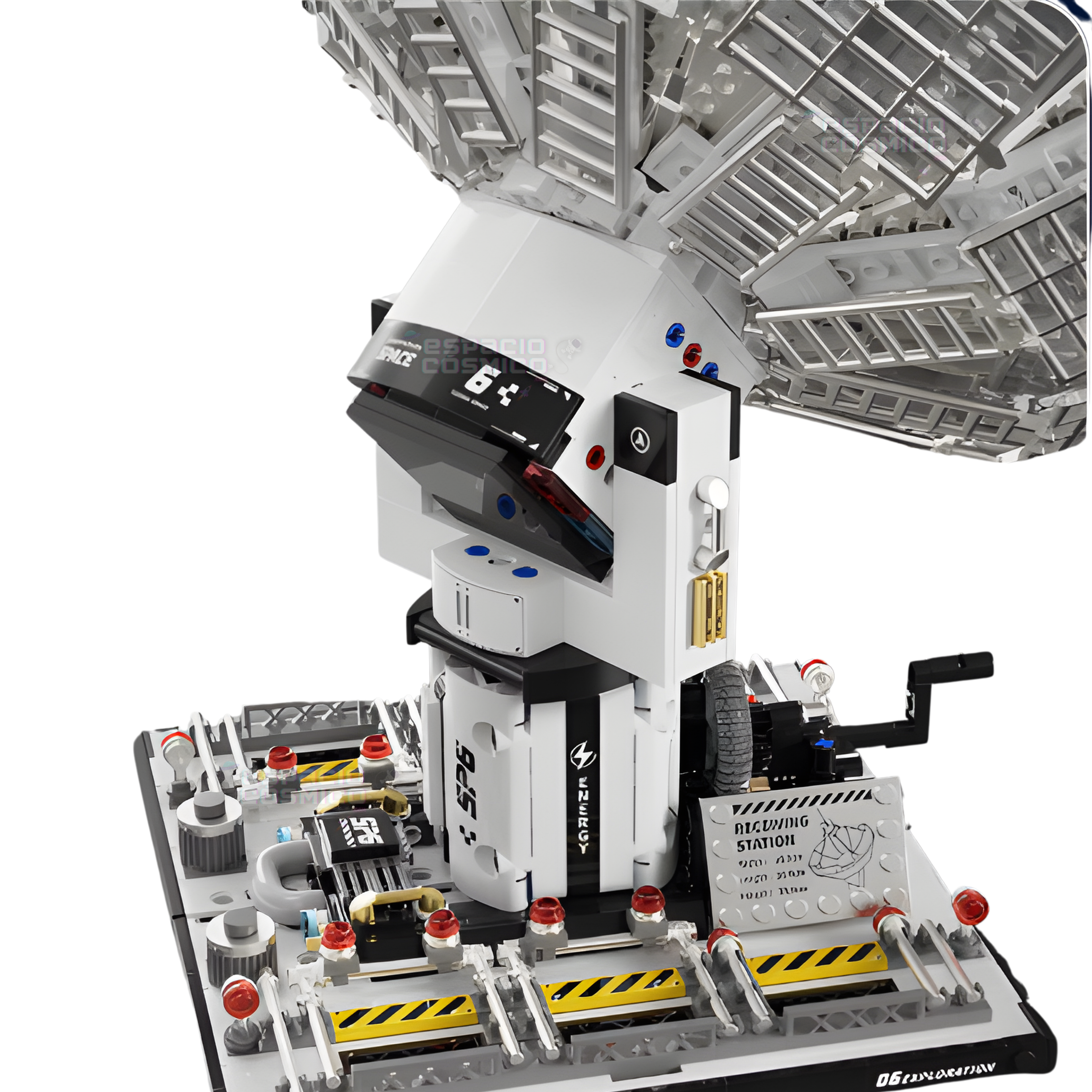 Close-up of the radio telescope building blocks infrastructure and framework