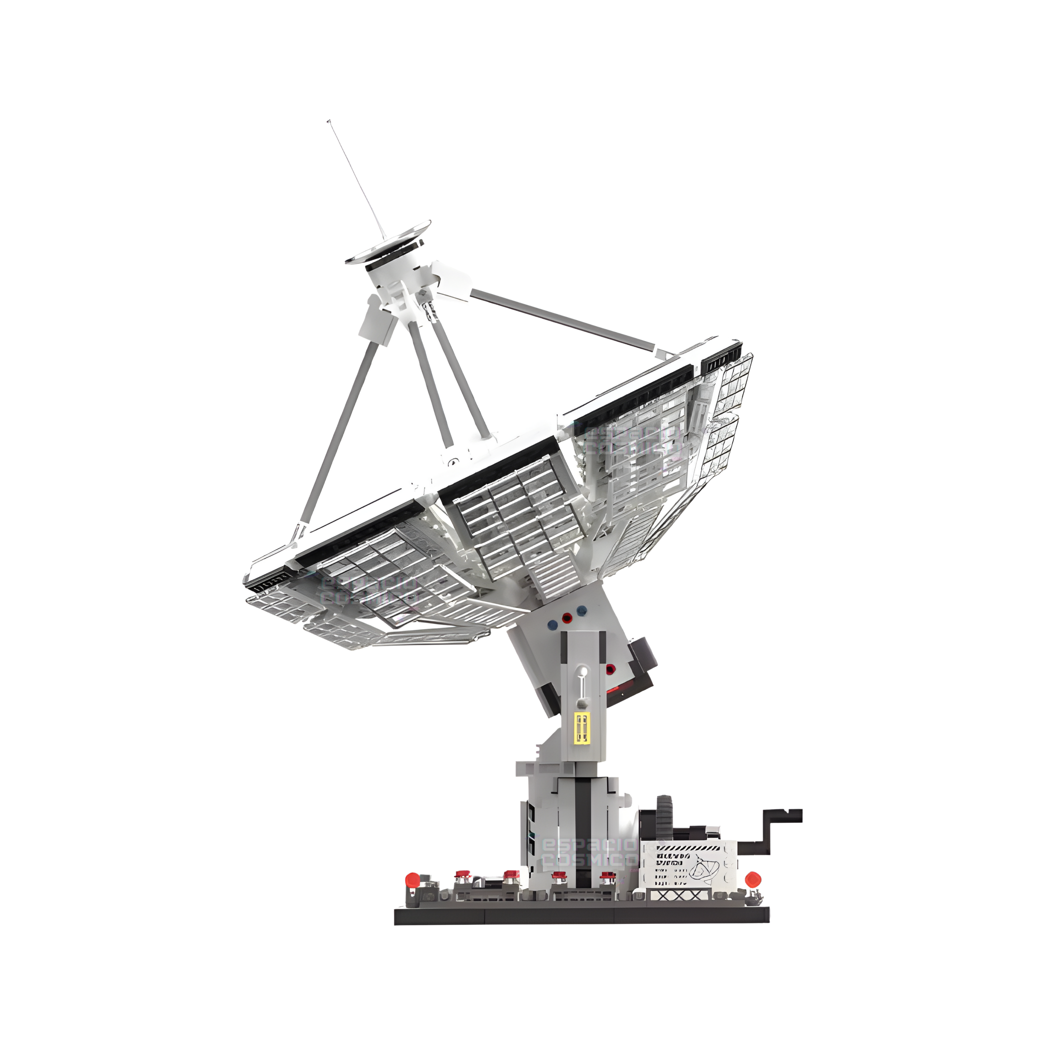 Side view of the radio telescope building blocks set, scientific model