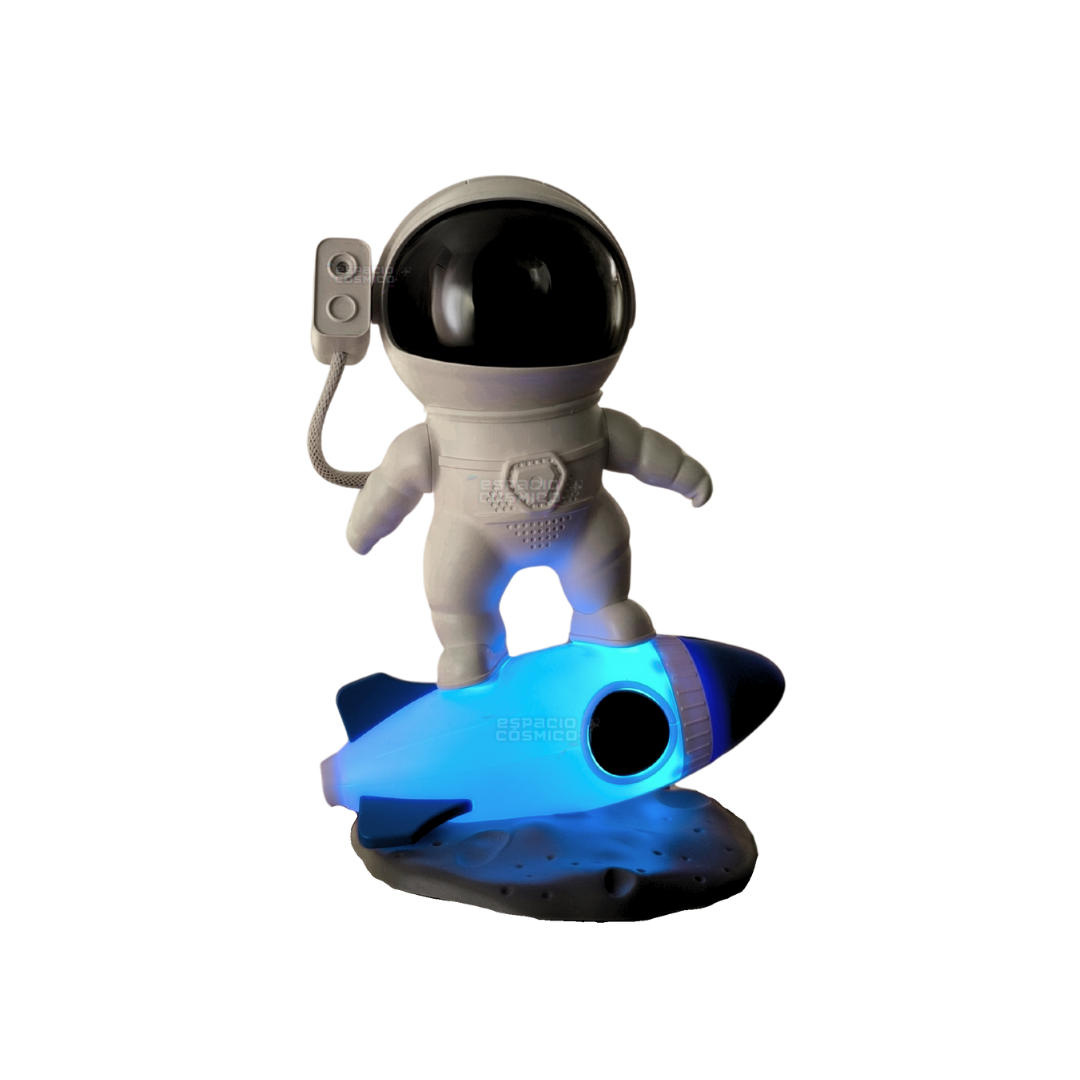 Rocket astronaut galaxy projector turned on, nebula and star projection