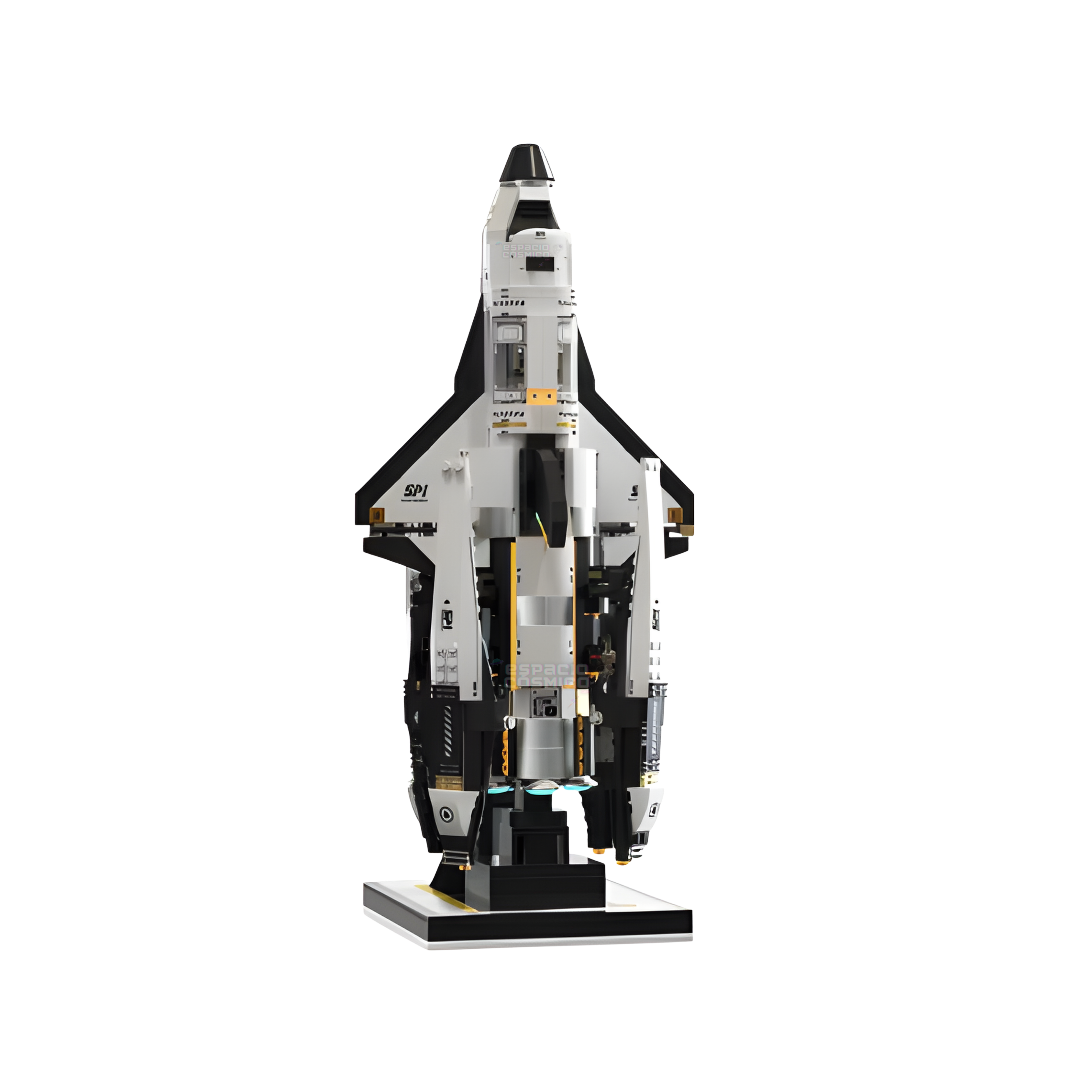 Space shuttle building blocks set pointing upward with closed structure