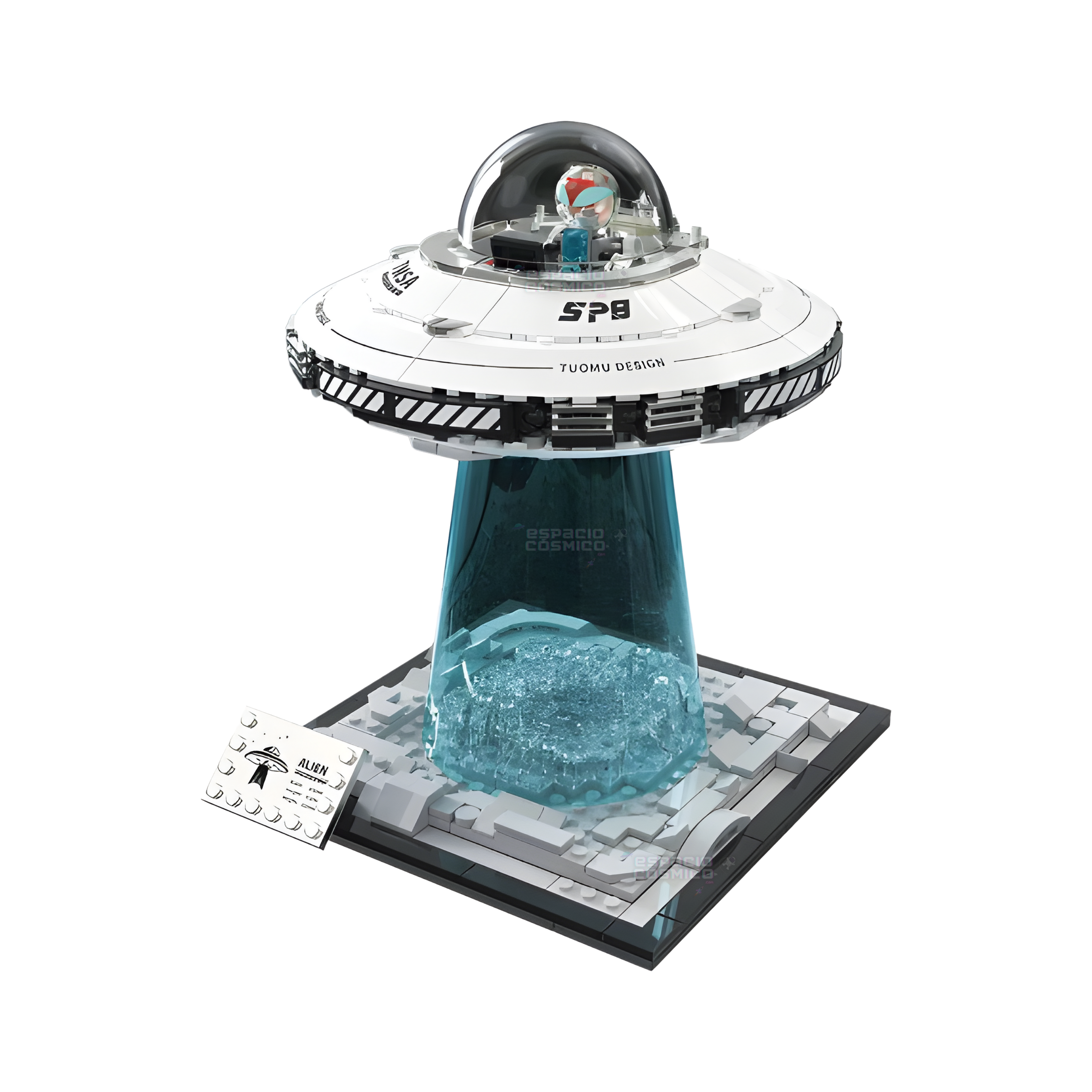 UFO building blocks set fully assembled, alien spaceship model