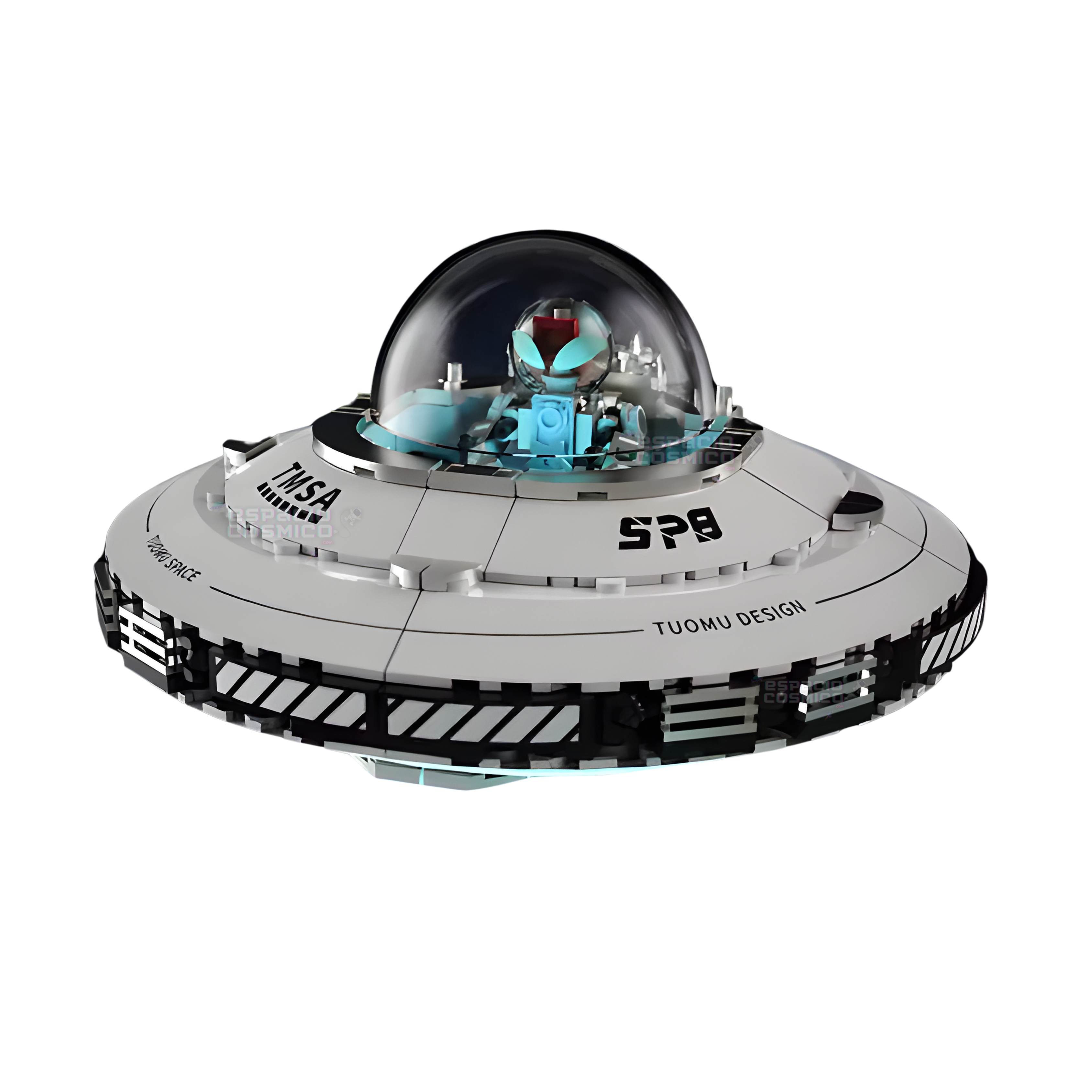 Front view of the UFO building blocks flying saucer model